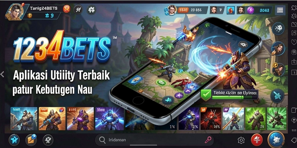 Tampilan antarmuka utama aplikasi 1234BETS yang intuitif.
