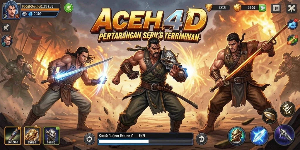 Tampilan gameplay ACEH4D yang mendebarkan di arena pertarungan.