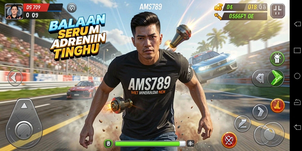 Gameplay Racing seru dengan mobil kencang dan trek menantang.