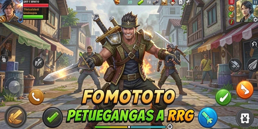 Screenshot gameplay FOMOTOTO menampilkan pertarungan dinamis dan grafis yang memukau.