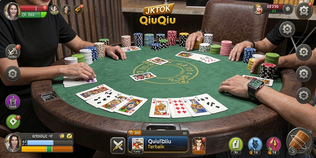 Tampilan gameplay JKTOK dengan keseruan permainan QiuQiu.