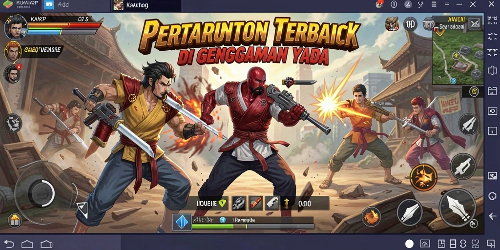 Tampilan screenshot game KAKRP yang menunjukkan pertarungan seru dan karakter menarik.