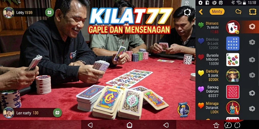 Screenshot gameplay KILAT77 menunjukkan suasana seru saat bermain Gaple.