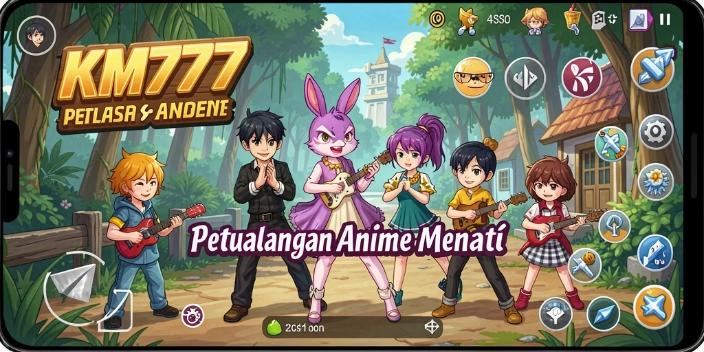 Screenshot menunjukkan pertarungan seru dalam gaya anime.