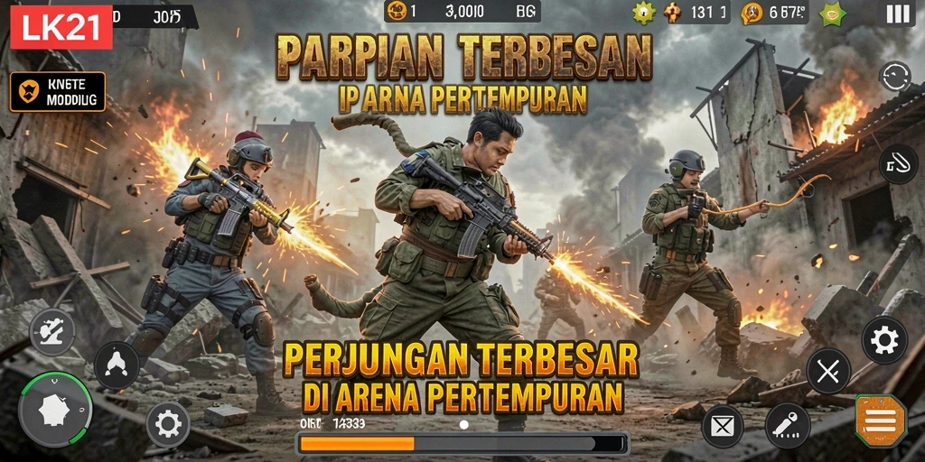 Tampilan gameplay LK21 dengan aksi pertempuran seru di pulau.