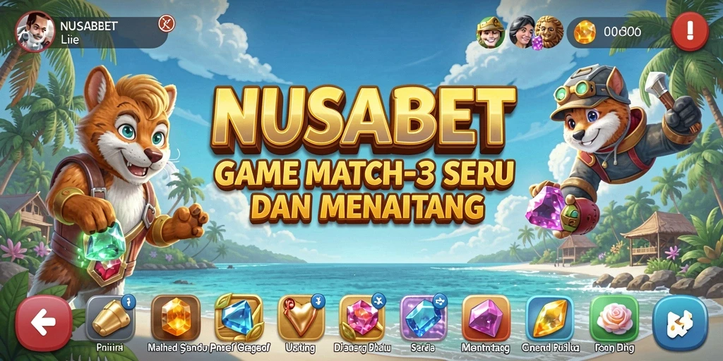 Screenshot NUSABET menampilkan gameplay Match-3 yang menarik.