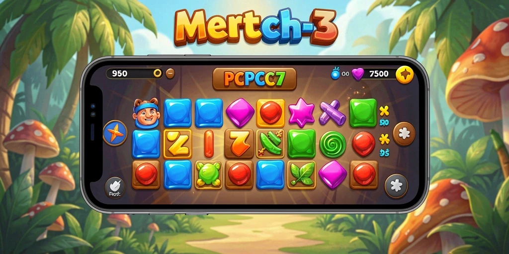 Tampilan gameplay seru di PCPC7 dengan kombinasi warna menarik.
