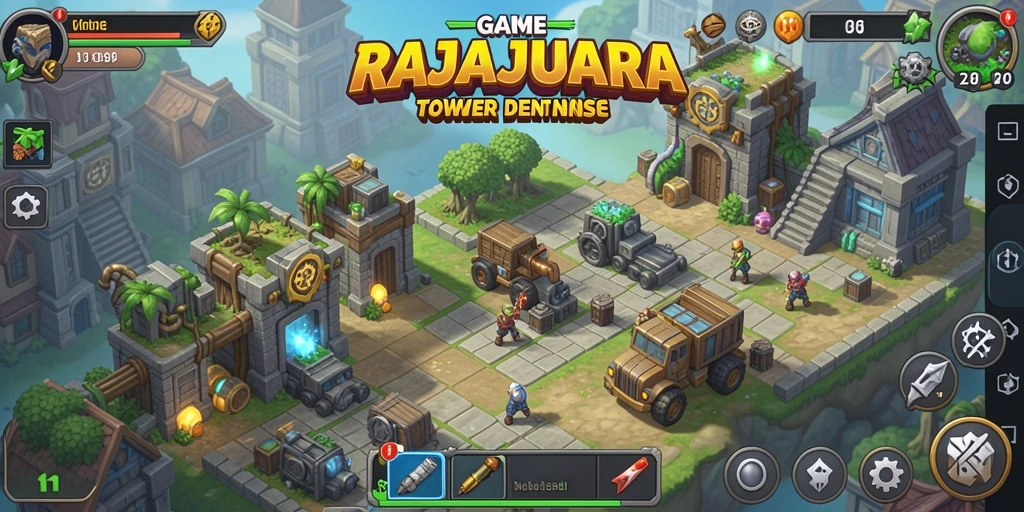 Tampilan gameplay seru dari RAJAJUARA dalam mode Tower Defense.