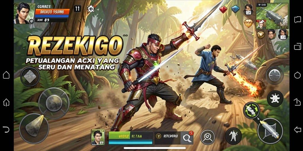 Tampilan gameplay REZEKIGO yang mendebarkan dan penuh aksi.