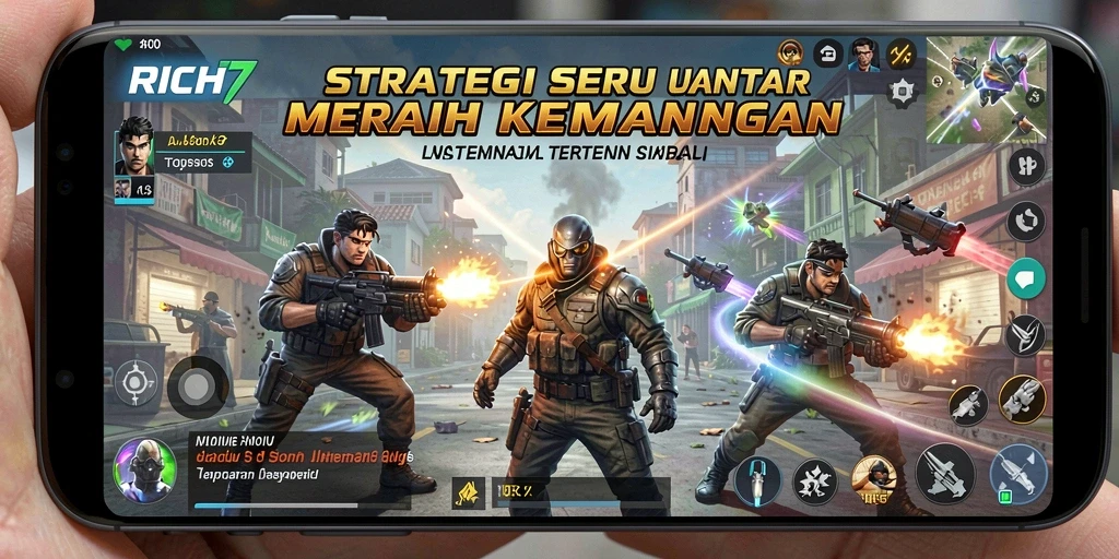 Tangkapan layar utama RICH7 menampilkan aksi strategis yang mendebarkan.