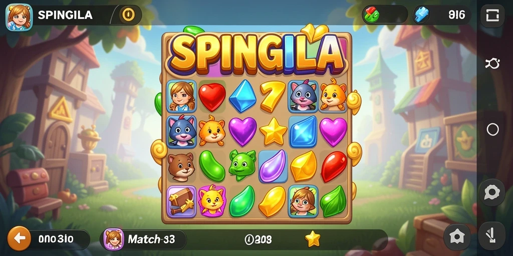 Tampilan screenshot SPINGILA dengan gameplay Match-3 yang menarik.
