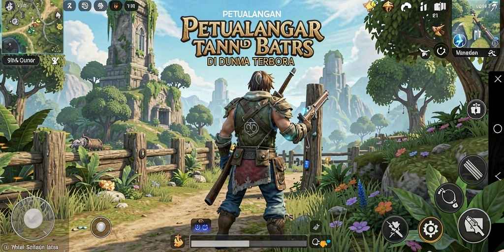 Screenshot utama V21 menampilkan gameplay seru di dunia terbuka yang luas.
