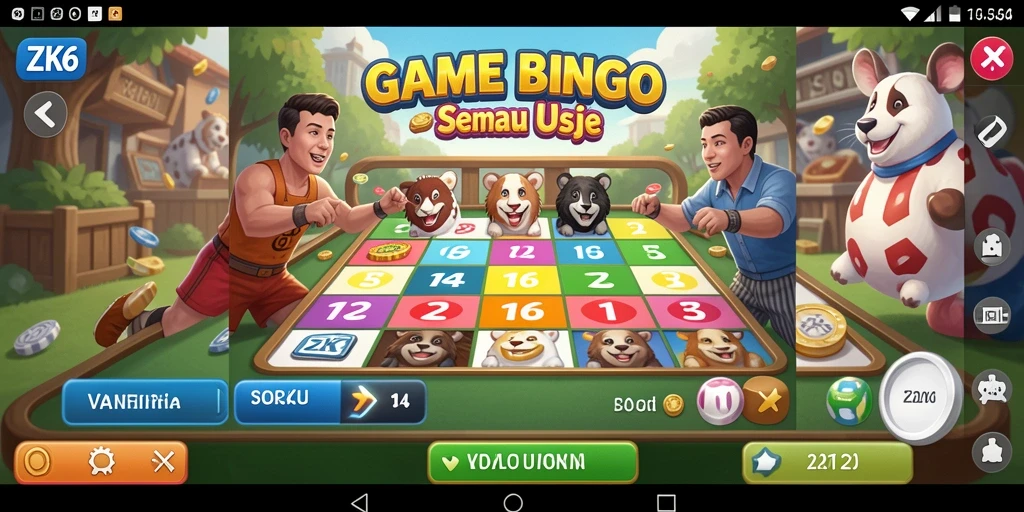 Screenshot gameplay ZK6 yang menunjukkan keseruan bermain Bingo.